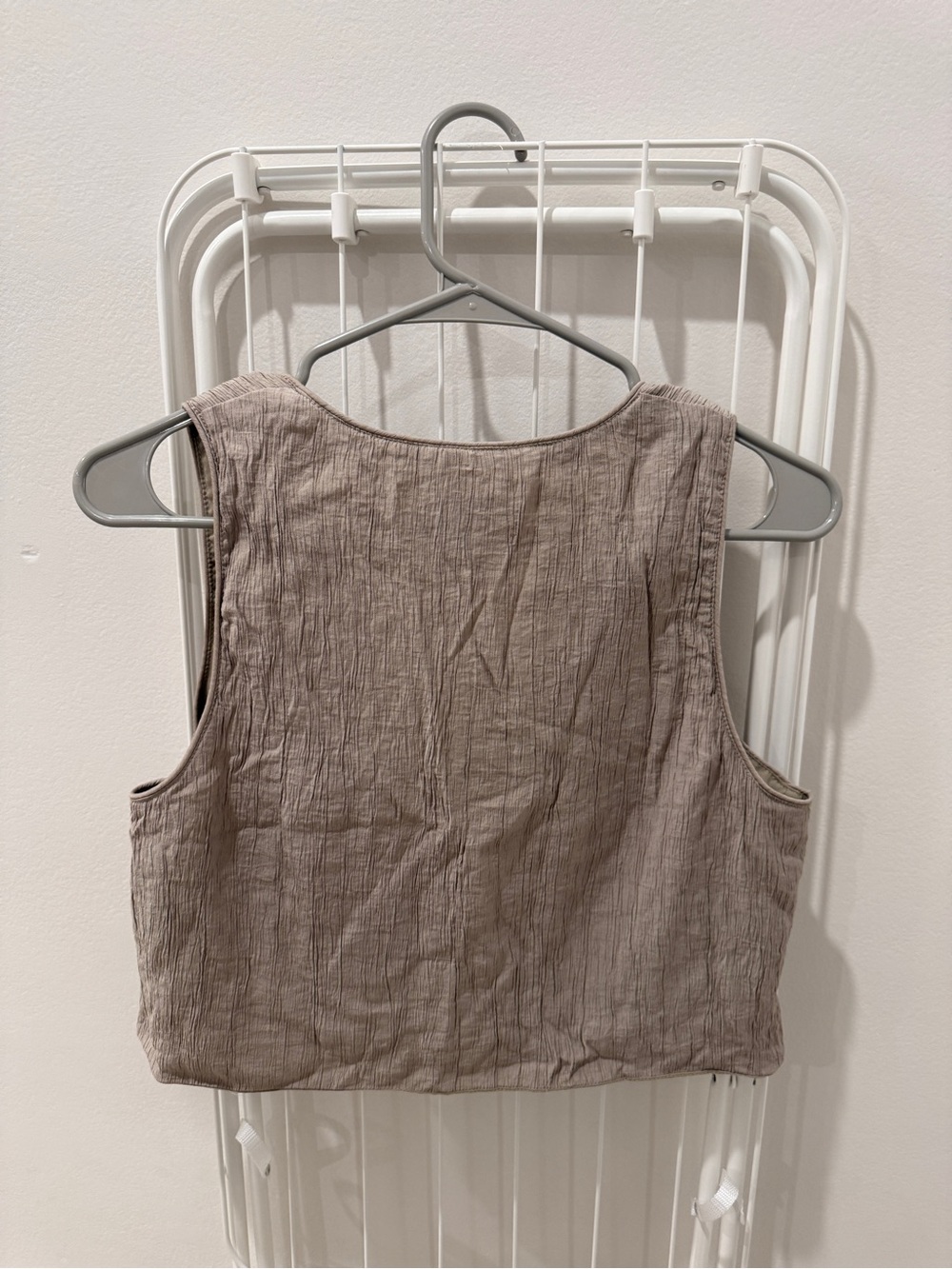Zara Taupe Textured Sleeveless Crop Tank